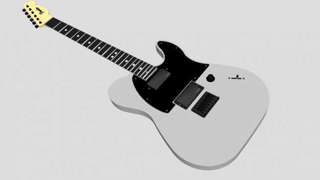 白色的电吉他的SKP模型素材设计_su模型下载 草图大师模型_SKP模型