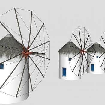 农庄上的风车SKP模型素材_su模型下载 草图大师模型_SKP模型