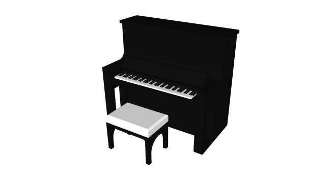 黑色钢琴钢琴椅子的SKP模型_su模型下载 草图大师模型_SKP模型