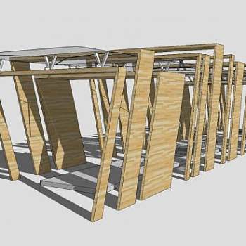 现代风格廊架过道设计SU模型下载_sketchup草图大师SKP模型