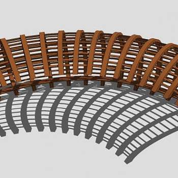 弧形半圆廊架木质架SU模型下载_sketchup草图大师SKP模型