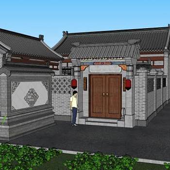 乡村住宅农村居民古建筑房子SU模型下载_sketchup草图大师SKP模型