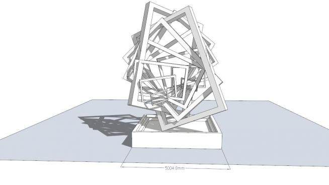 现代抽象雕塑矩形白雕SU模型下载_sketchup草图大师SKP模型