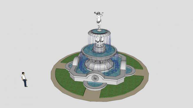 欧式风格喷泉景观雕塑SU模型下载_sketchup草图大师SKP模型