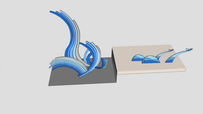 海洋主题海浪雕塑造型小品SU模型下载_sketchup草图大师SKP模型