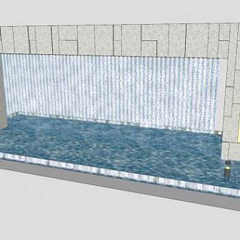 水帘水景室内景墙SU模型下载_sketchup草图大师SKP模型