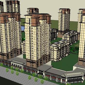 楼房住宅小区建筑方案SU模型下载_sketchup草图大师SKP模型