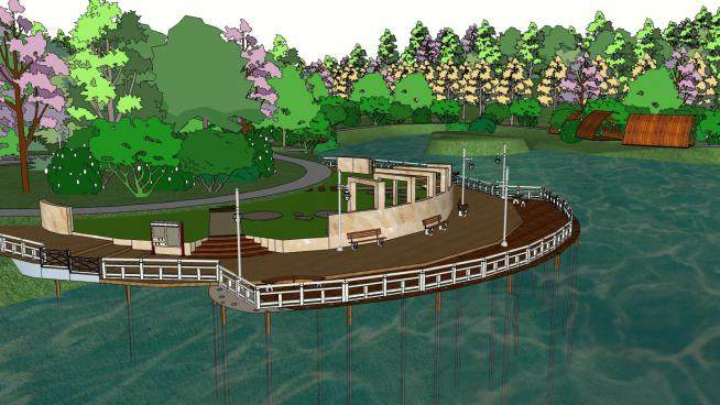 湿地公园庭院园林景观SU模型下载_sketchup草图大师SKP模型