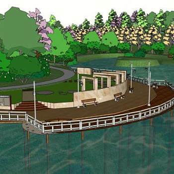 湿地公园庭院园林景观SU模型下载_sketchup草图大师SKP模型