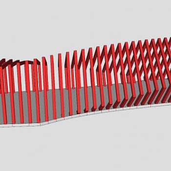 红色廊架矩形边框SU模型下载_sketchup草图大师SKP模型