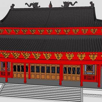 仿古建筑大殿古建宫廷建筑SU模型下载_sketchup草图大师SKP模型