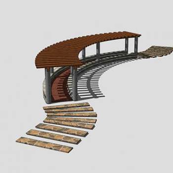 环行廊架景观SU模型下载_sketchup草图大师SKP模型