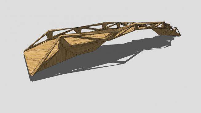 解构概念桥木质设计SU模型下载_sketchup草图大师SKP模型