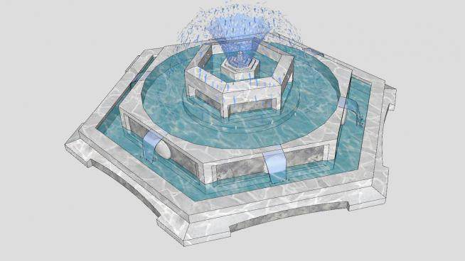 水景喷泉SU模型下载_sketchup草图大师SKP模型