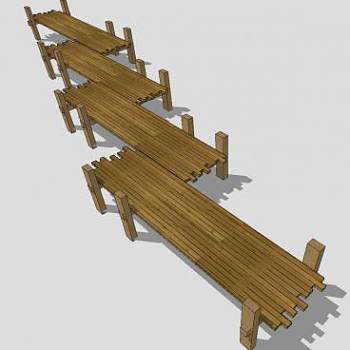 木栈桥木质防腐木桥SU模型下载_sketchup草图大师SKP模型