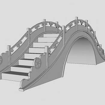 汉白玉带桥石拱桥SU模型下载_sketchup草图大师SKP模型