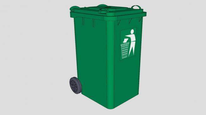 道路移动室外绿色垃圾桶公园环保垃圾箱SU模型下载_sketchup草图大师SKP模型