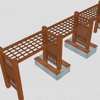 木格栅花架植物花架SU模型下载_sketchup草图大师SKP模型