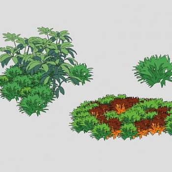 灌木花草植物群落SU模型下载_sketchup草图大师SKP模型