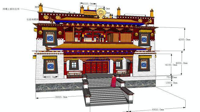 佛教寺庙设计模型SU模型下载_sketchup草图大师SKP模型