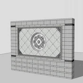 彩陶区景墙围墙SU模型下载_sketchup草图大师SKP模型