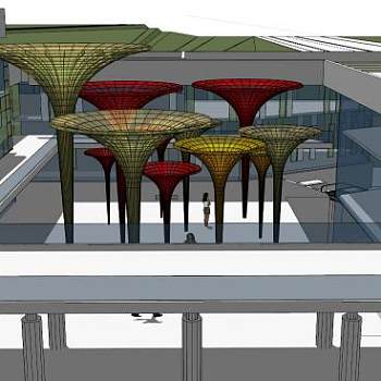 雕塑小品景观廊架建筑SU模型下载_sketchup草图大师SKP模型