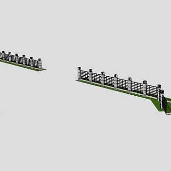 大门入口围墙栏杆齐哥围栏SU模型下载_sketchup草图大师SKP模型