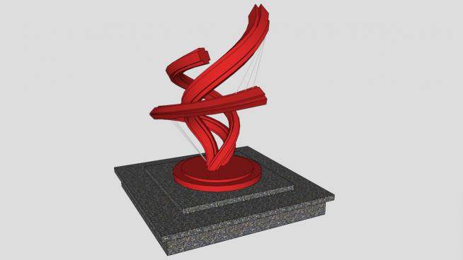 红色螺旋雕塑SU模型下载_sketchup草图大师SKP模型