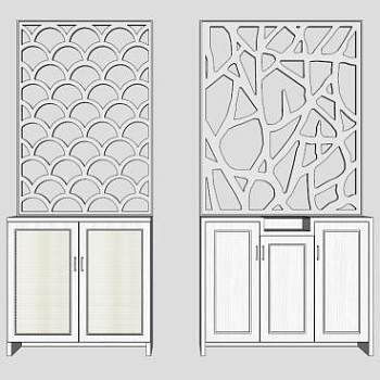 屏风鞋柜隔板SU模型下载_sketchup草图大师SKP模型