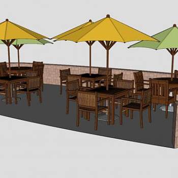 户外遮阳伞太阳伞座椅SU模型下载_sketchup草图大师SKP模型