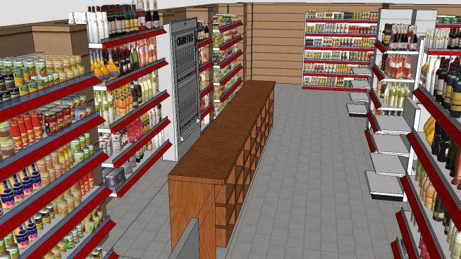 小型超市商店室内SU模型下载_sketchup草图大师SKP模型