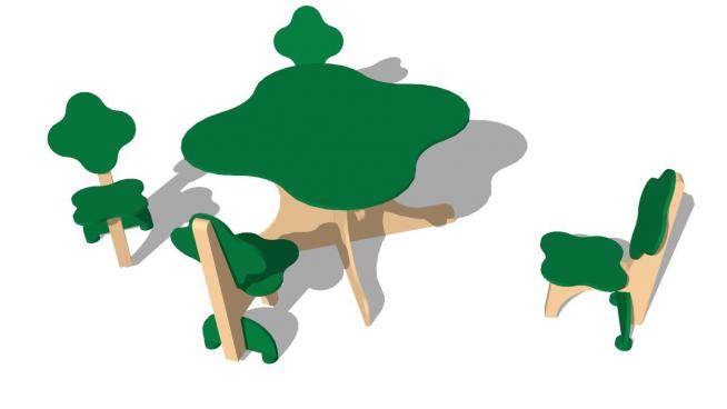 树木主题的儿童桌椅SU模型下载_sketchup草图大师SKP模型