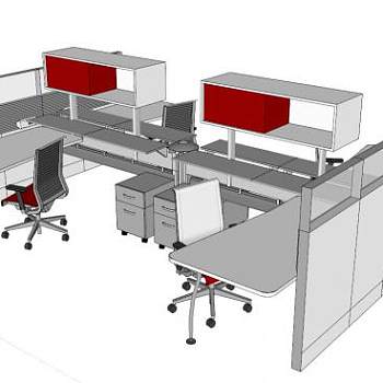 办公桌合集50套SU模型下载_sketchup草图大师SKP模型