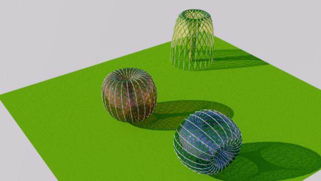 创意玻璃网球状景观雕塑SU模型下载_sketchup草图大师SKP模型