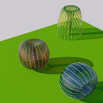 创意玻璃网球状景观雕塑SU模型下载_sketchup草图大师SKP模型