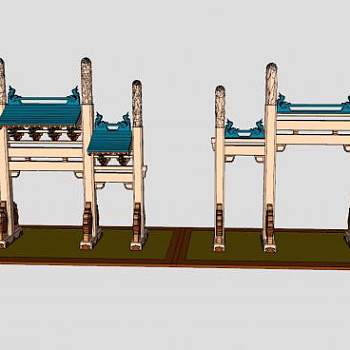 牌坊-通济桥牌坊SU模型下载_sketchup草图大师SKP模型