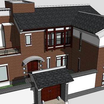 新农村规划别墅SU模型下载_sketchup草图大师SKP模型