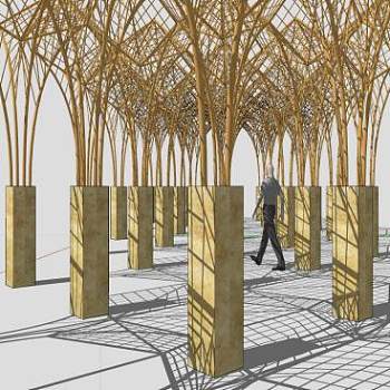 廊架现代景观SU模型下载_sketchup草图大师SKP模型