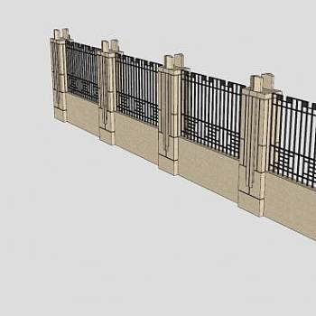 翠湖天地围墙围栏SU模型下载_sketchup草图大师SKP模型