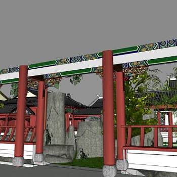 清式古典园林景观建筑SU模型下载_sketchup草图大师SKP模型