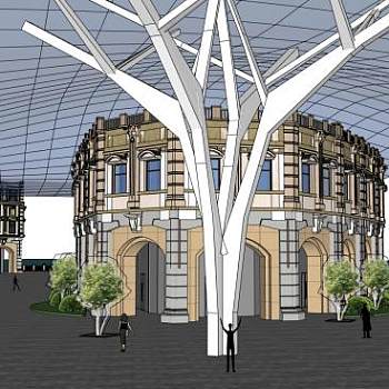 南洋风格商业街步行街建筑SU模型下载_sketchup草图大师SKP模型