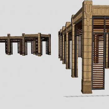 欧式廊架景观建筑SU模型下载_sketchup草图大师SKP模型