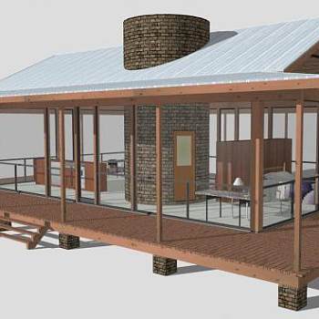 东南亚风木制阳光房别墅SU模型下载_sketchup草图大师SKP模型