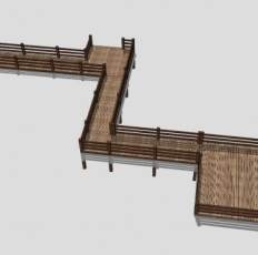 景观桥木质桥梁SU模型下载_sketchup草图大师SKP模型