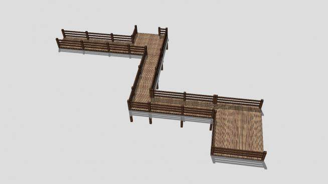 景观桥木质桥梁SU模型下载_sketchup草图大师SKP模型