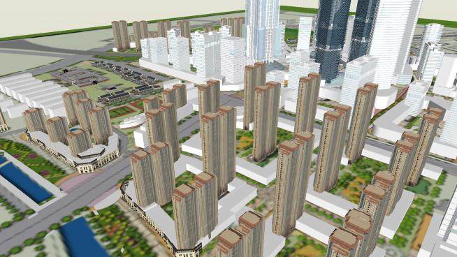 城市设计办公住宅区一体化设计SU模型下载_sketchup草图大师SKP模型