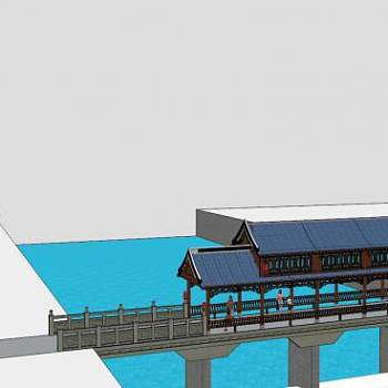 廊桥建筑设计SU模型下载_sketchup草图大师SKP模型