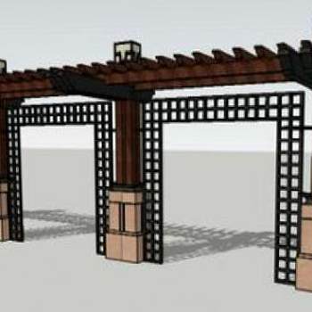 中式风格廊架SU模型下载_sketchup草图大师SKP模型