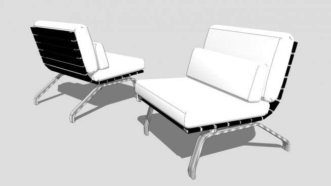 白色单人沙发强直太师椅SU模型下载_sketchup草图大师SKP模型