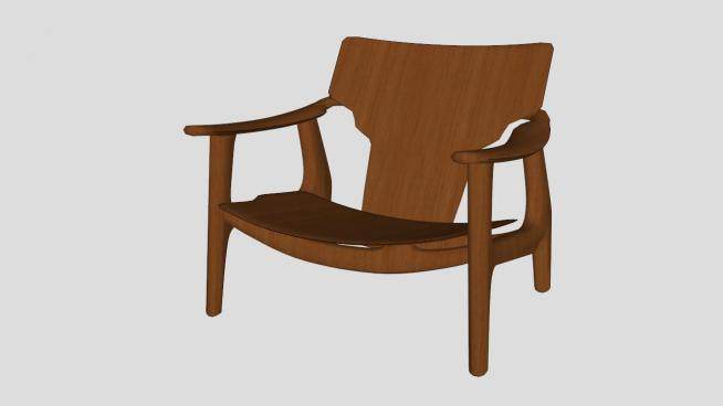 实木椅子单人椅SU模型下载_sketchup草图大师SKP模型